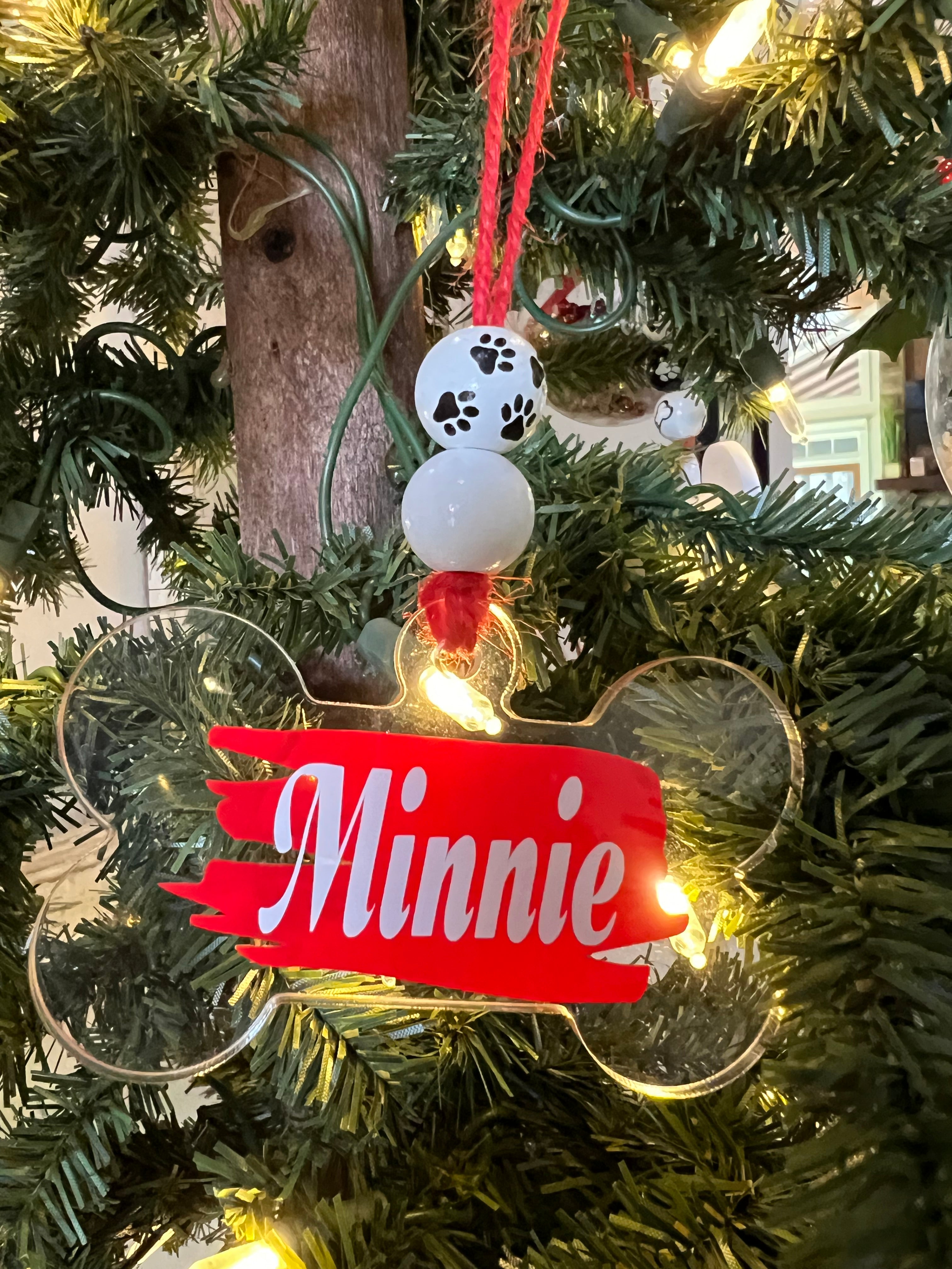 Personalized Dog Bone Christmas Ornament – Custom Pet Name Ornament