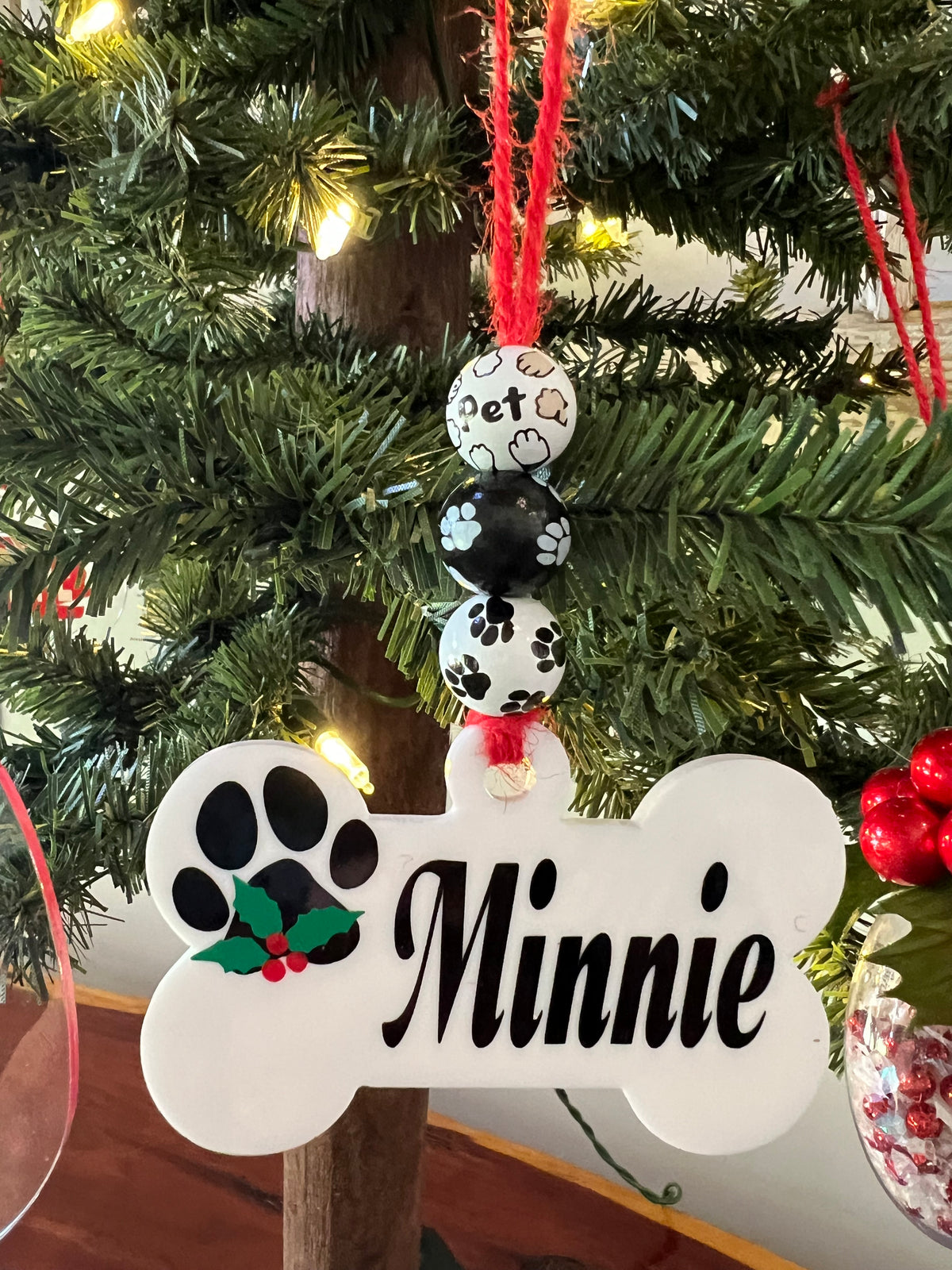 Personalized Pet Christmas Ornament – Custom Bone Name Tag