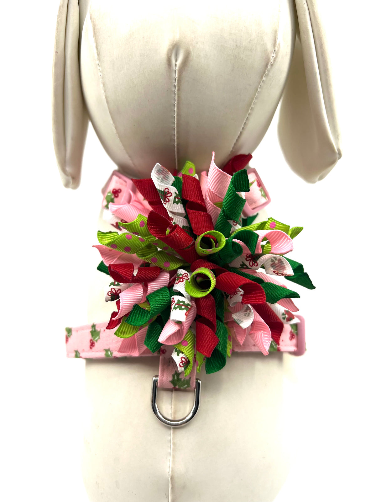 Pink Holly Jolly Adjustable Dog Harness