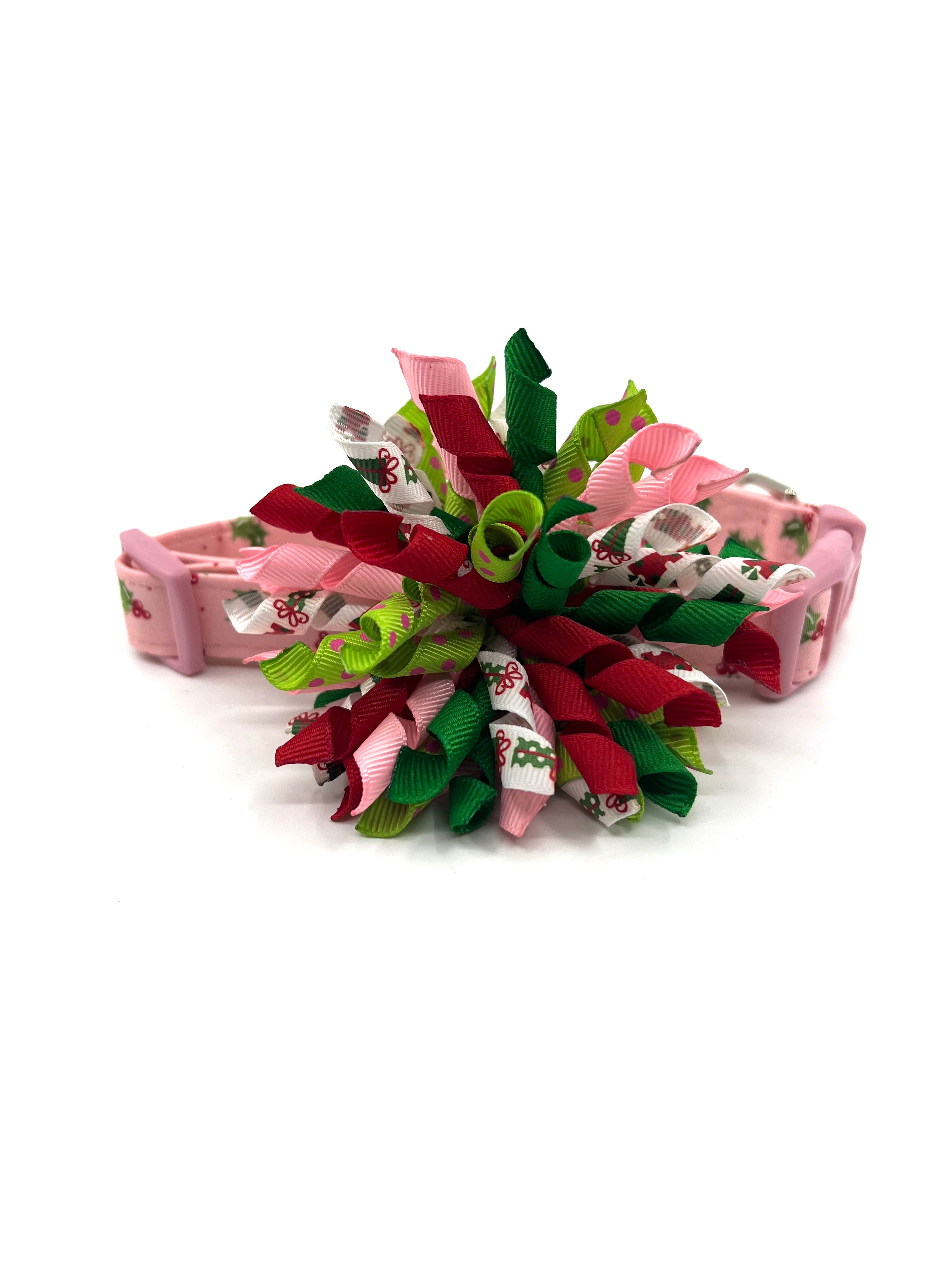 Holly Jolly Pink Christmas Dog Collar