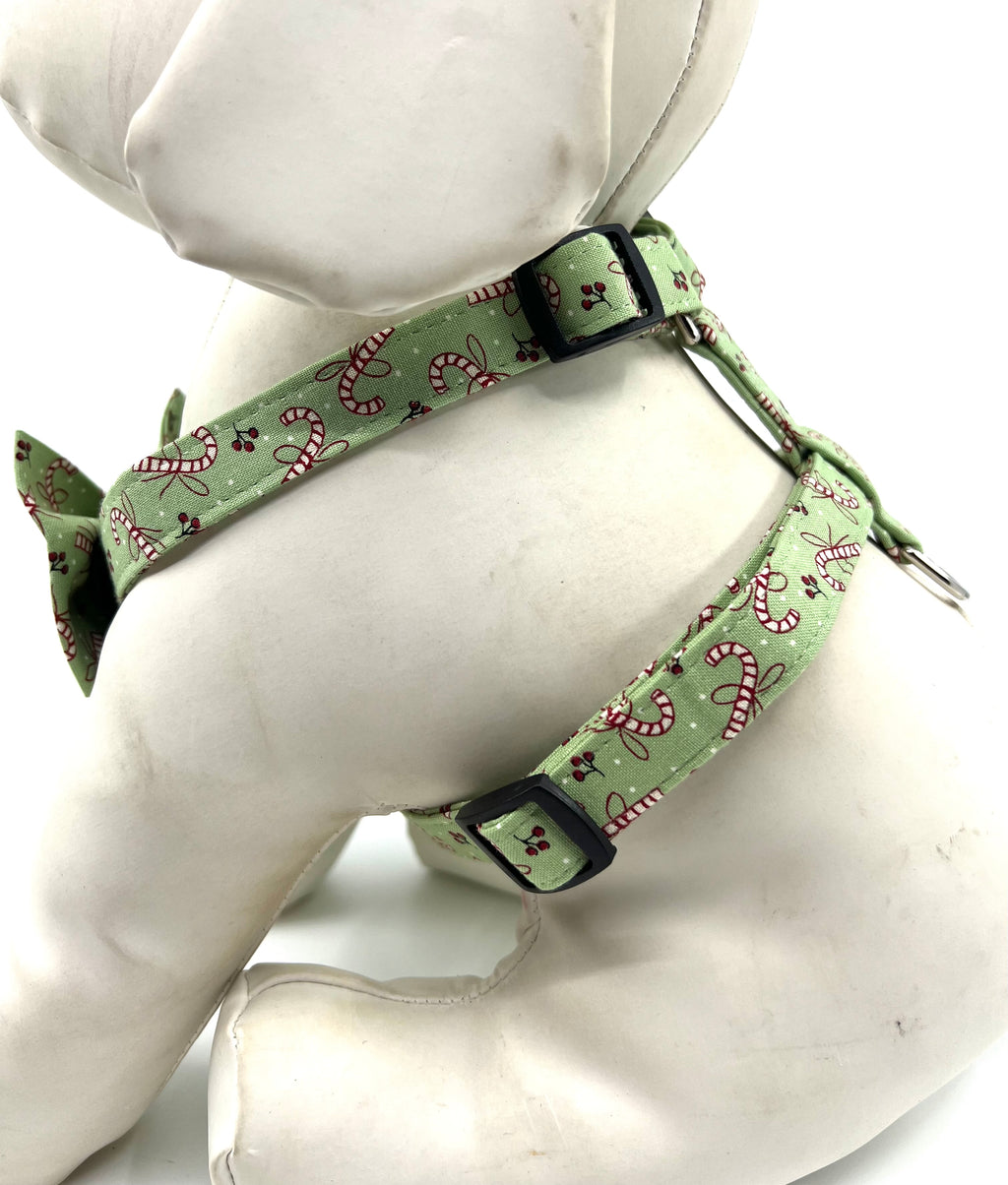 Candy Cane Wishes Adjustable Dog Harness