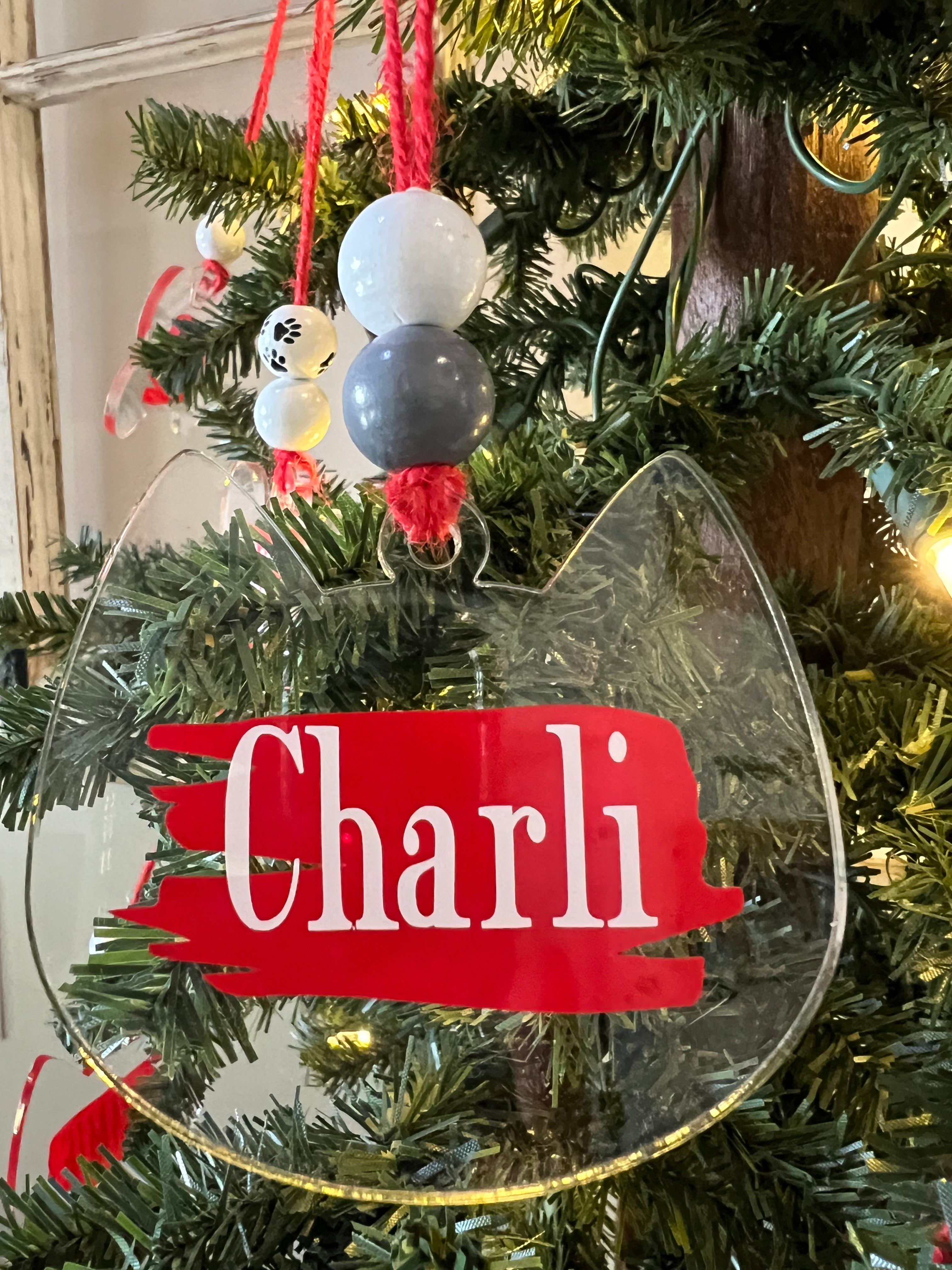 Personalized Cat Christmas Ornament – Custom Name Kitty Ornament