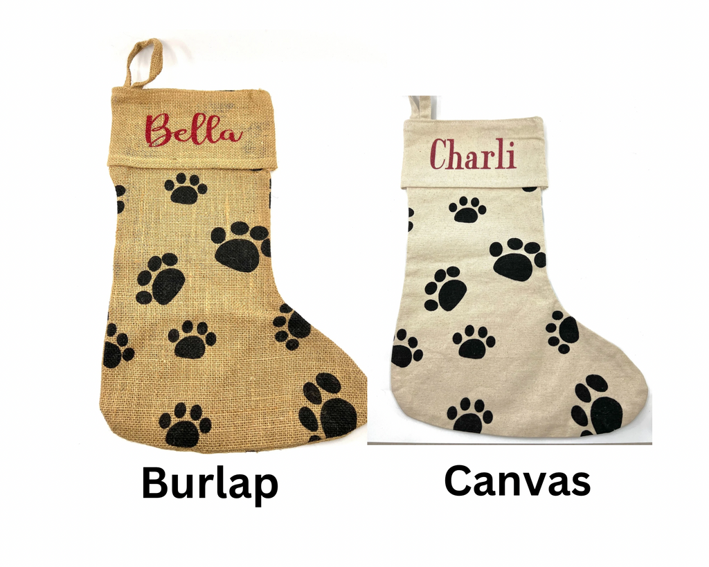 Personalized Paw Print Christmas Stocking – Custom Pet Name