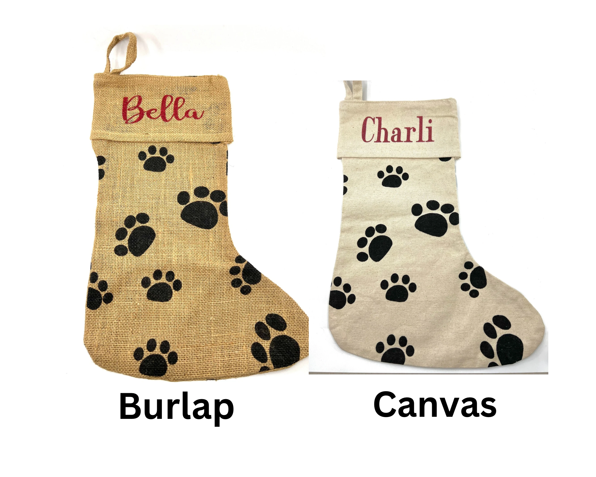 Personalized Paw Print Christmas Stocking – Custom Pet Name