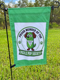 Pickle Pup Society Garden Flag – 12 × 18 Inches