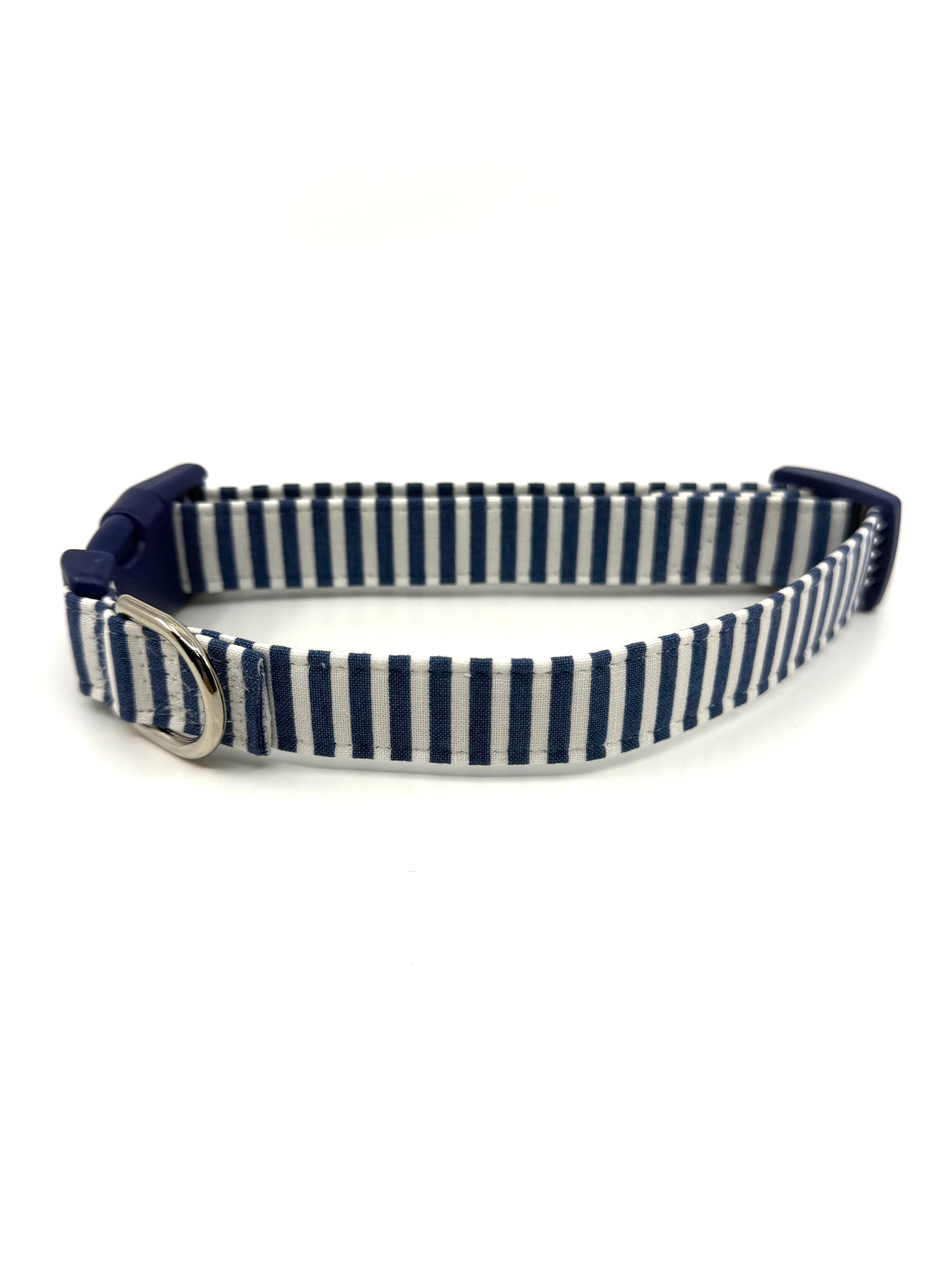 Coastal Cabana Navy Stripe Dog Collar