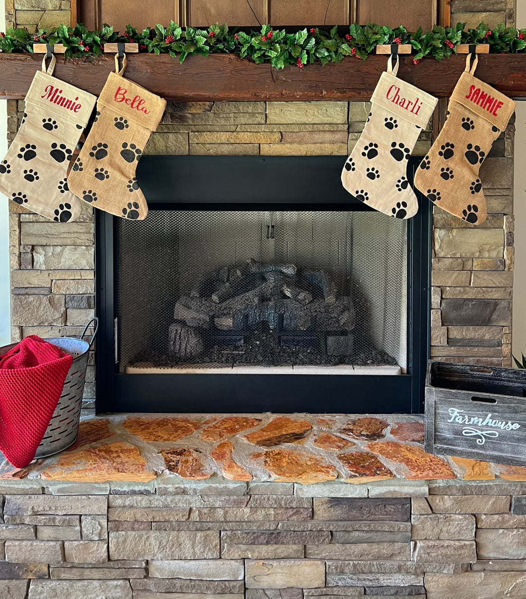 Personalized Paw Print Christmas Stocking – Custom Pet Name