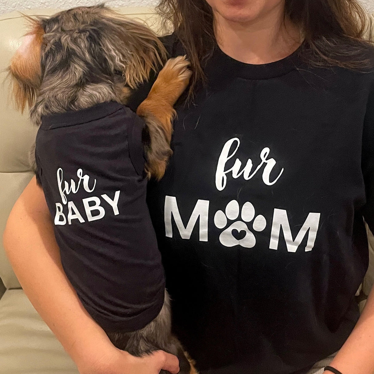 Fur Mom & Fur Dad T-Shirts – Black & White