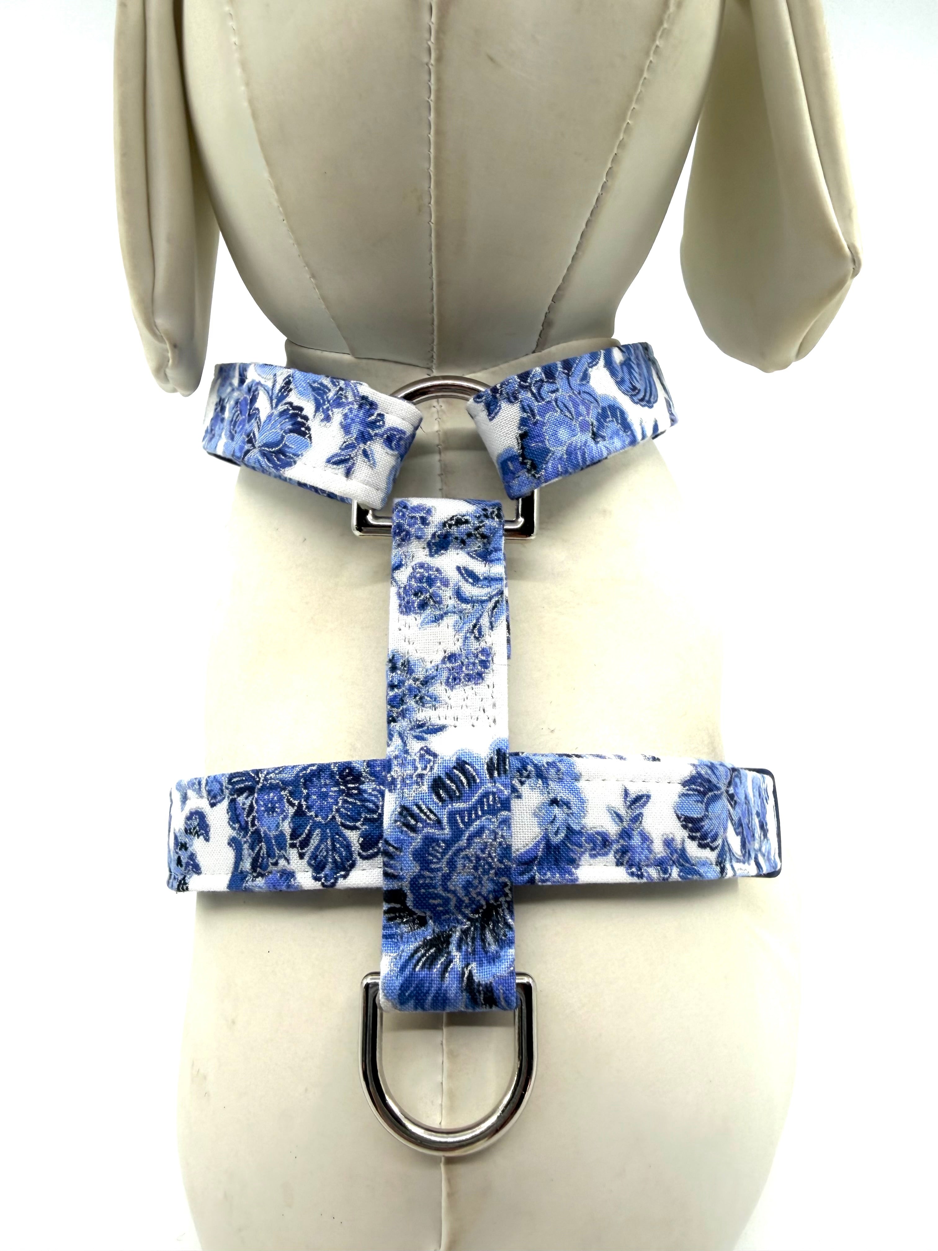 Blue Willow Floral Adjustable Dog Harness
