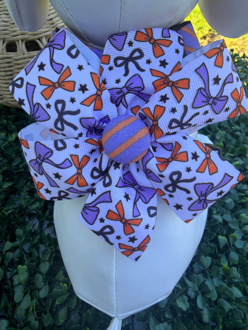 Spooky Stripes Purple & Orange Dog Harness