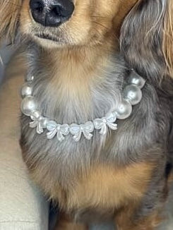 Pearls & Bows Wedding Beaded Pet Collar