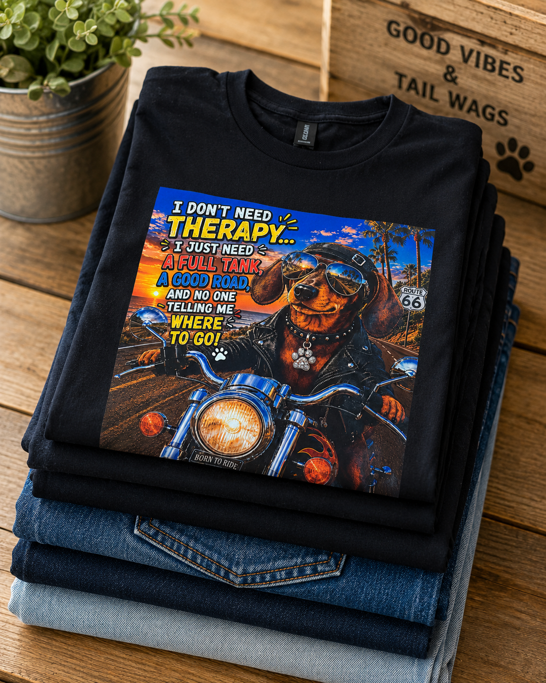 Dachshund Attitude Graphic T-Shirts – Ride, Beach, Game & Yoga