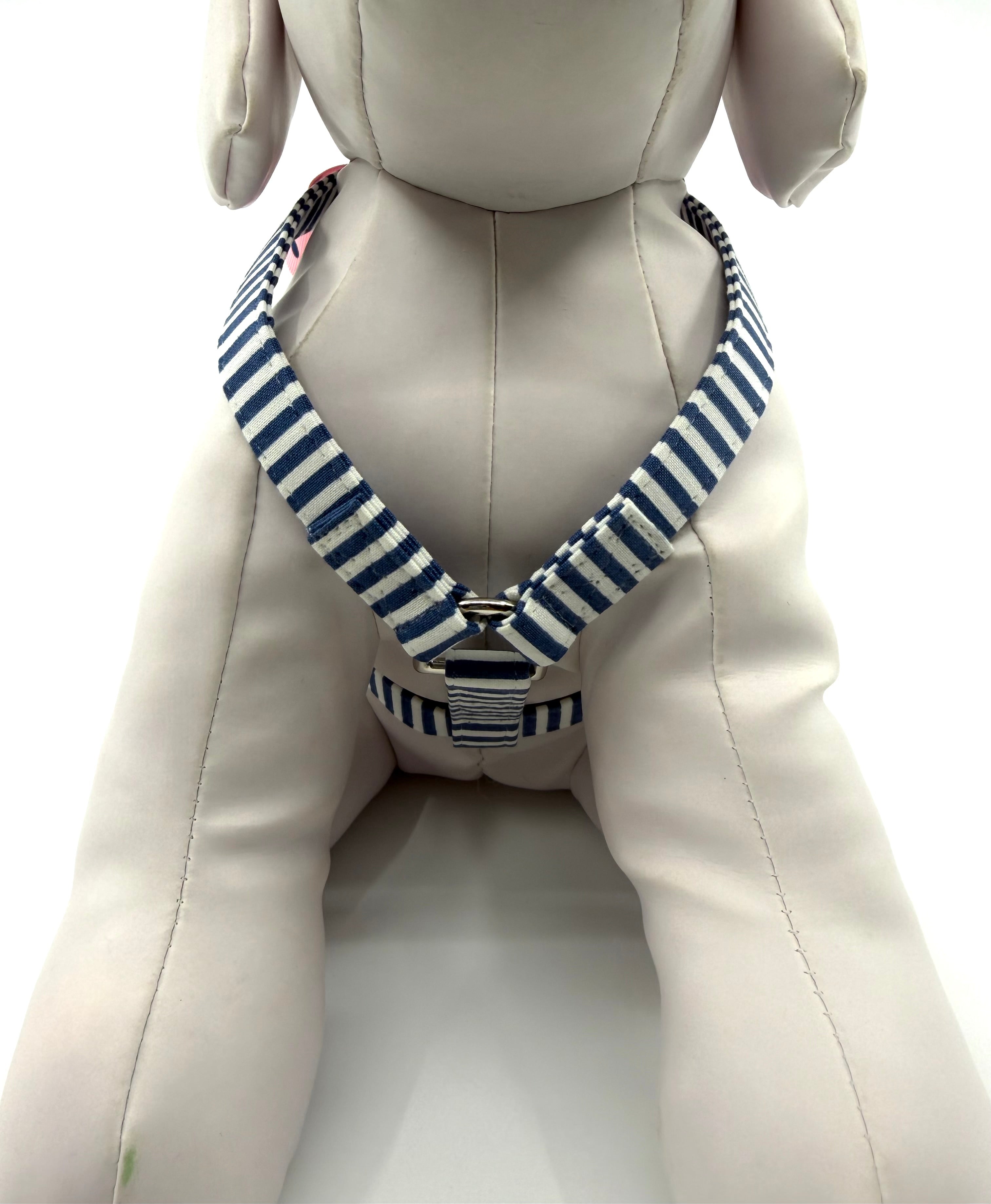 Nautical Navy Stripe Adjustable Dog Harness