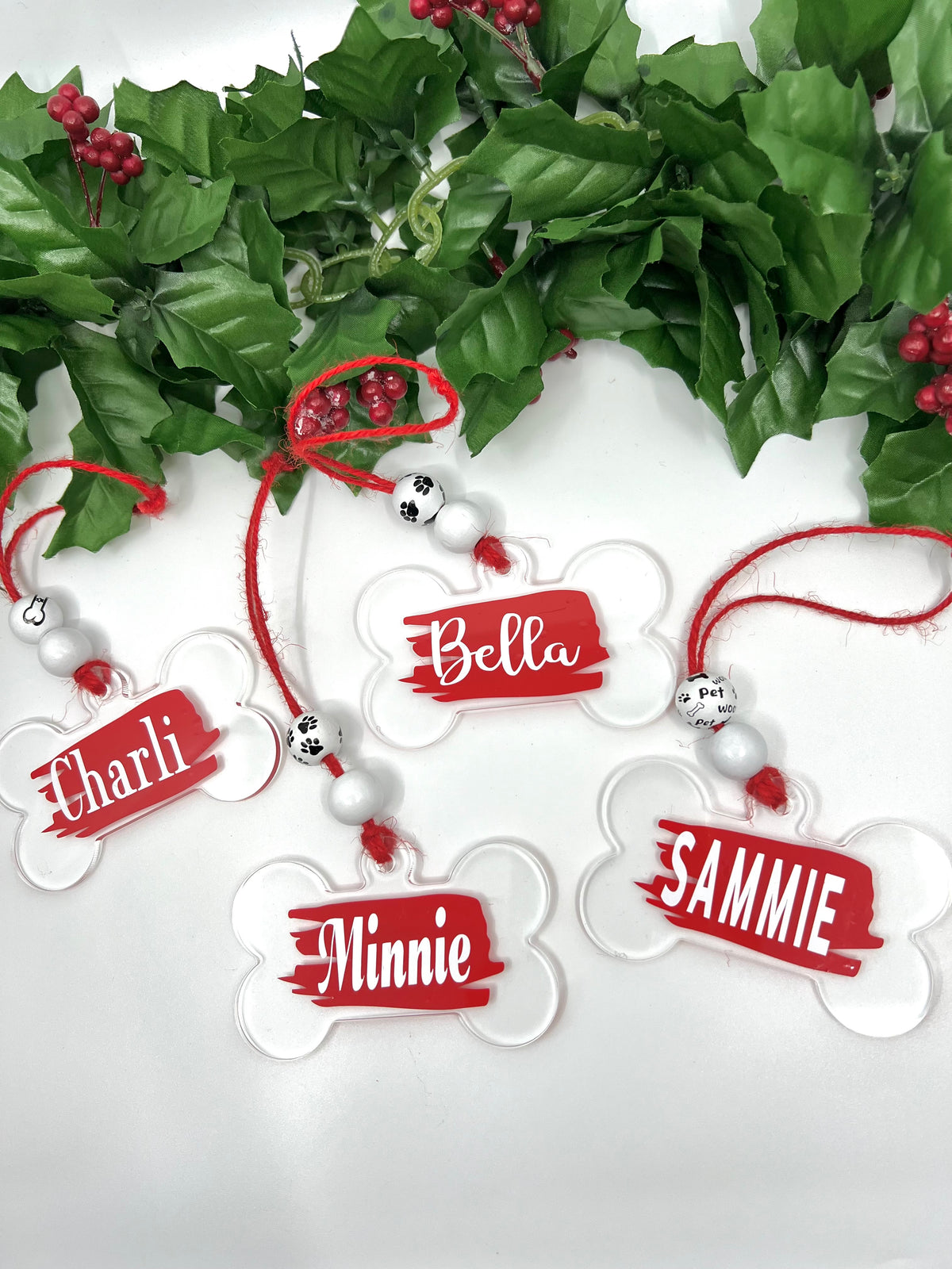 Personalized Dog Bone Christmas Ornament – Custom Pet Name Ornament