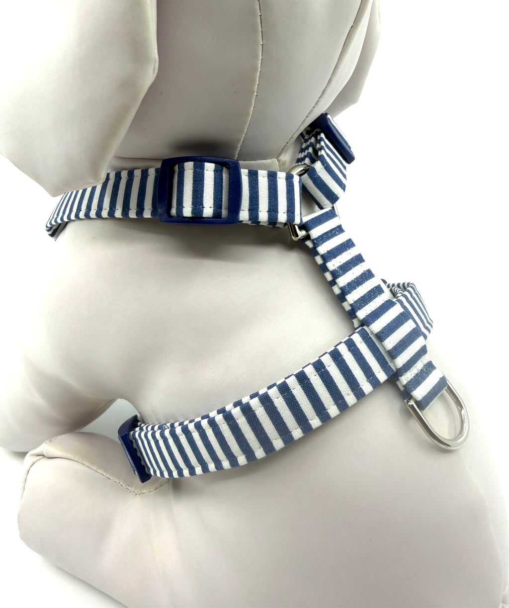 Nautical Navy Stripe Adjustable Dog Harness