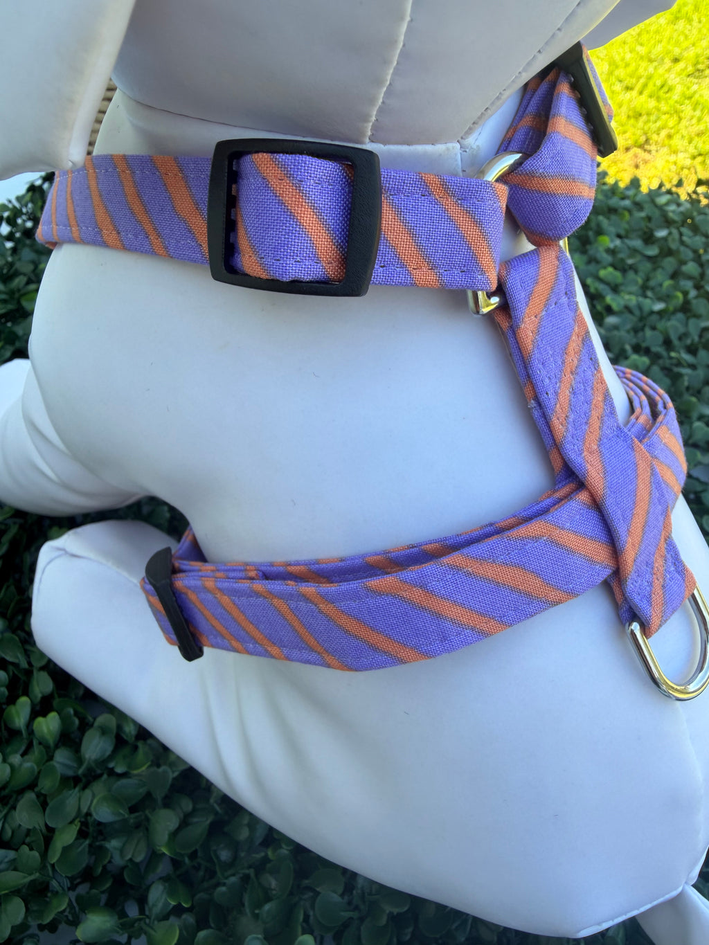 Spooky Stripes Purple & Orange Dog Harness