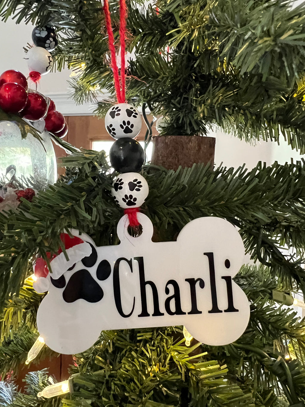 Personalized Pet Christmas Ornament – Custom Bone Name Tag
