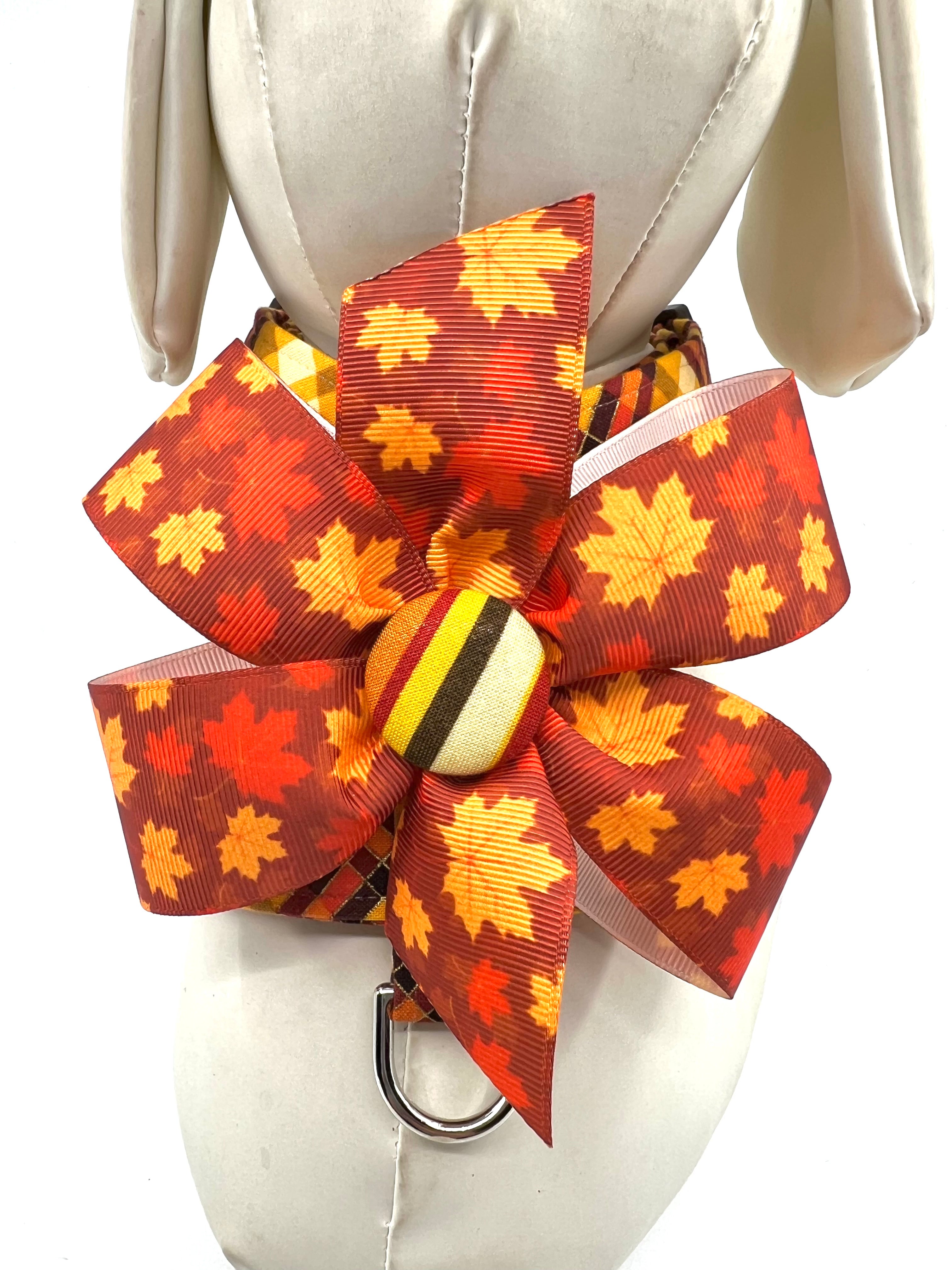Pumpkin Patch Plaid Adjustable Dog Harness