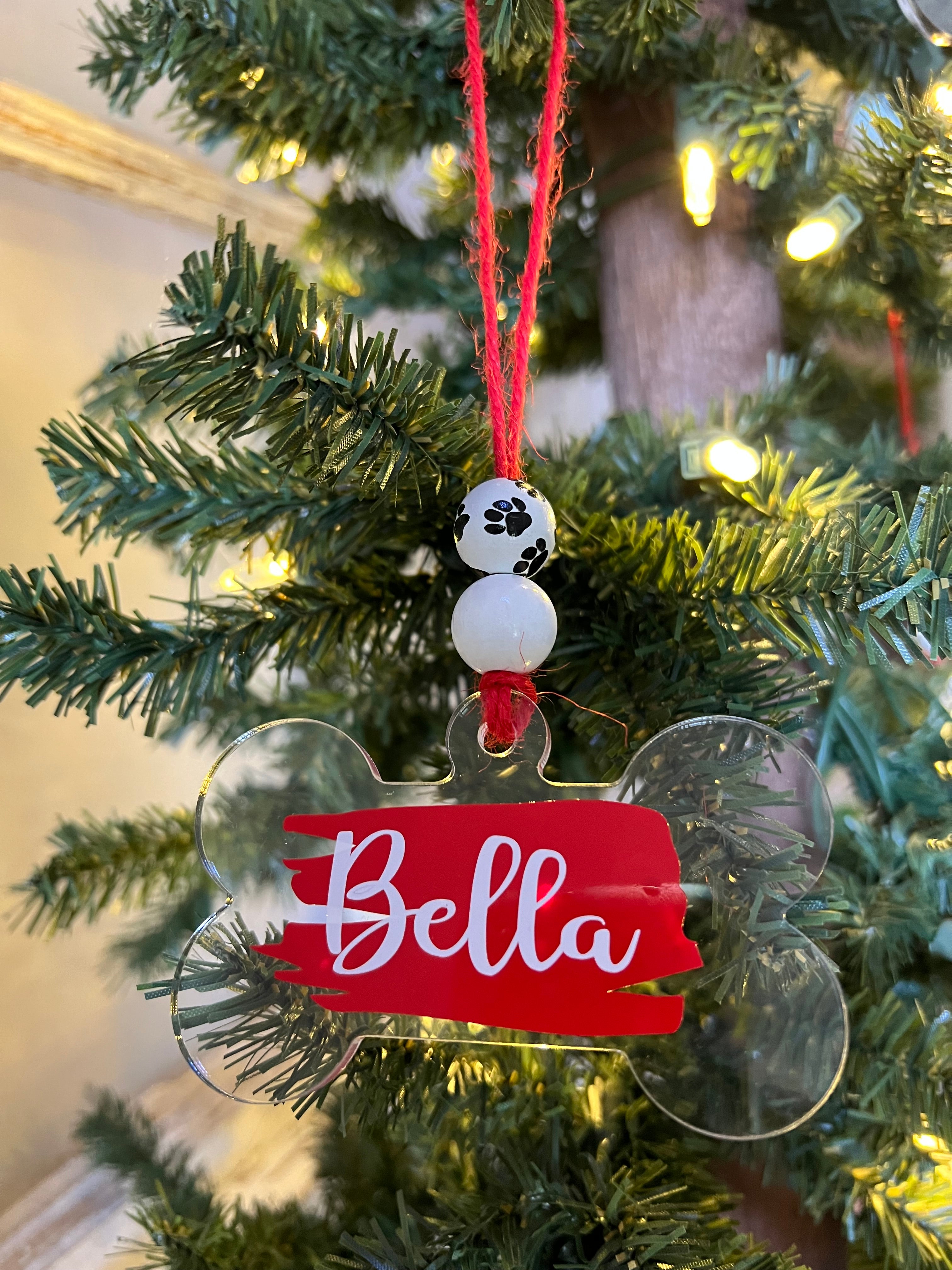 Personalized Dog Bone Christmas Ornament – Custom Pet Name Ornament