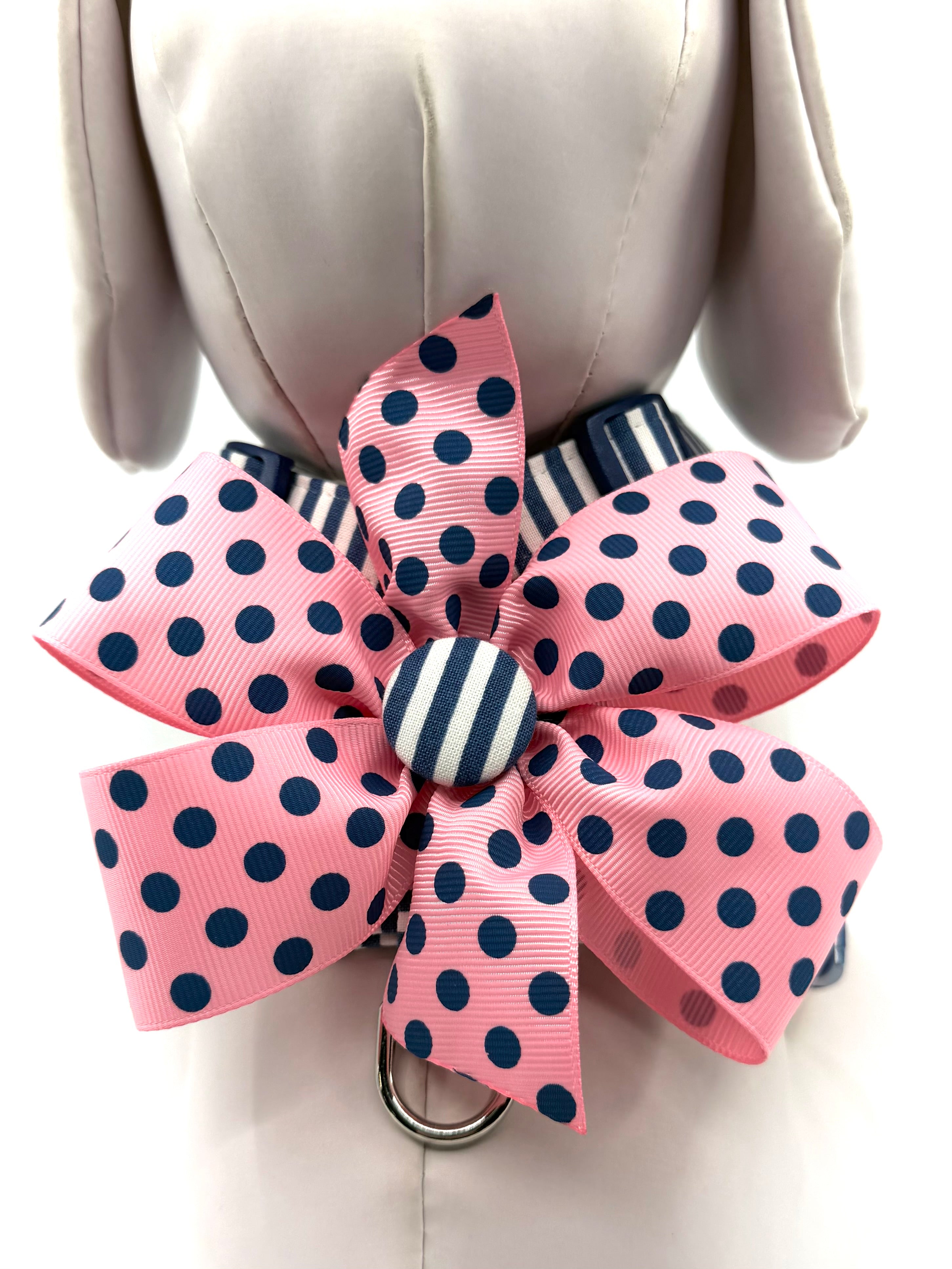 Nautical Navy Stripe Adjustable Dog Harness