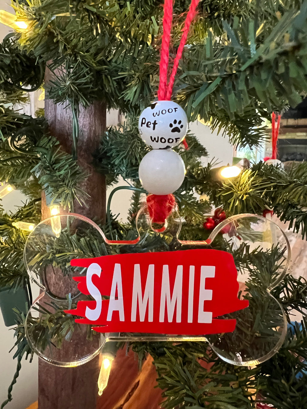 Personalized Dog Bone Christmas Ornament – Custom Pet Name Ornament
