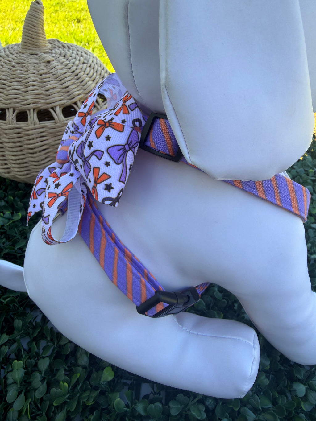 Spooky Stripes Purple & Orange Dog Harness