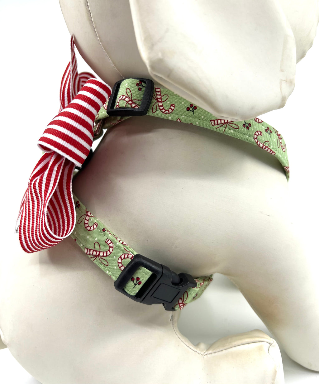 Candy Cane Wishes Adjustable Dog Harness