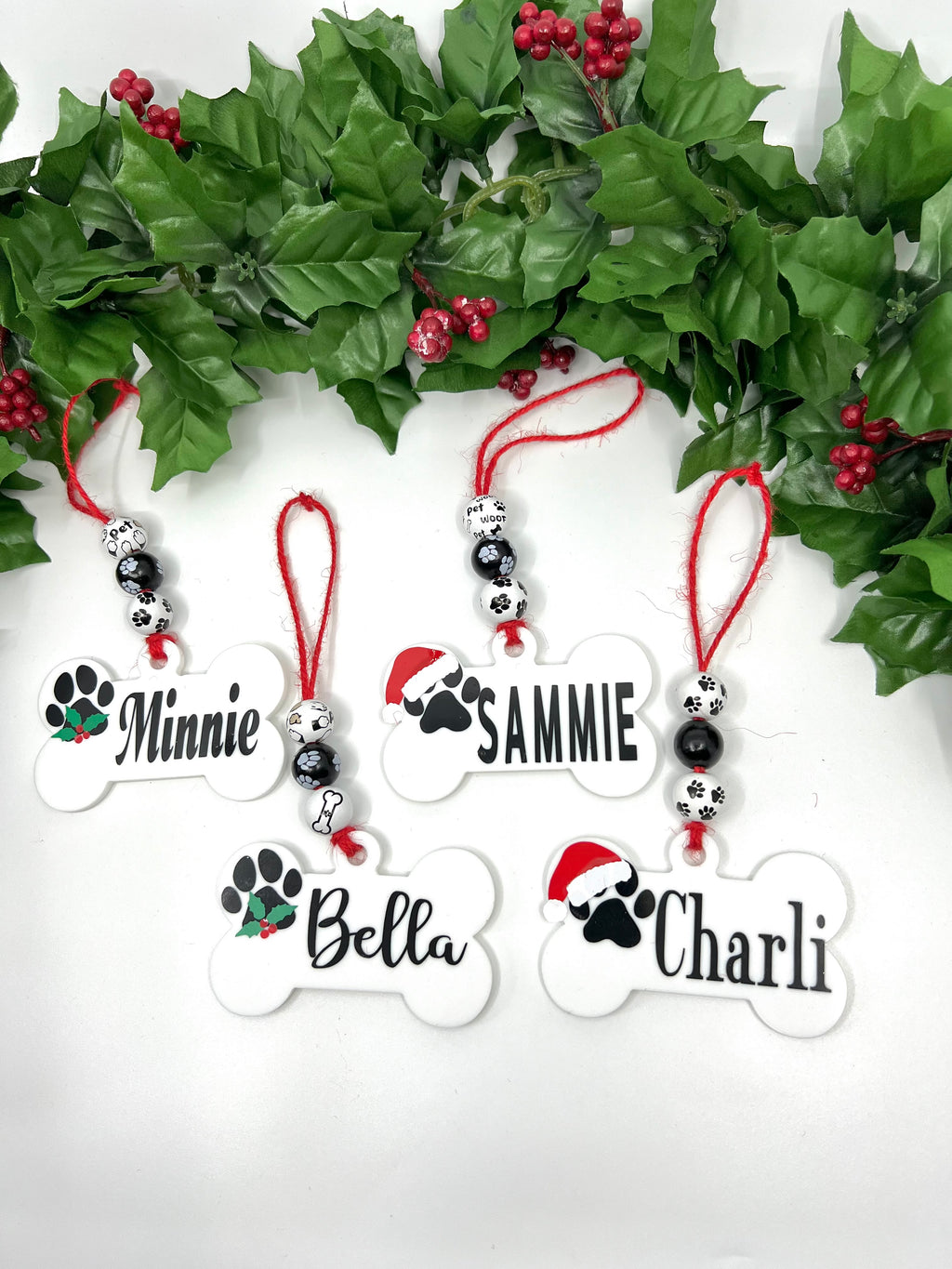Personalized Pet Christmas Ornament – Custom Bone Name Tag