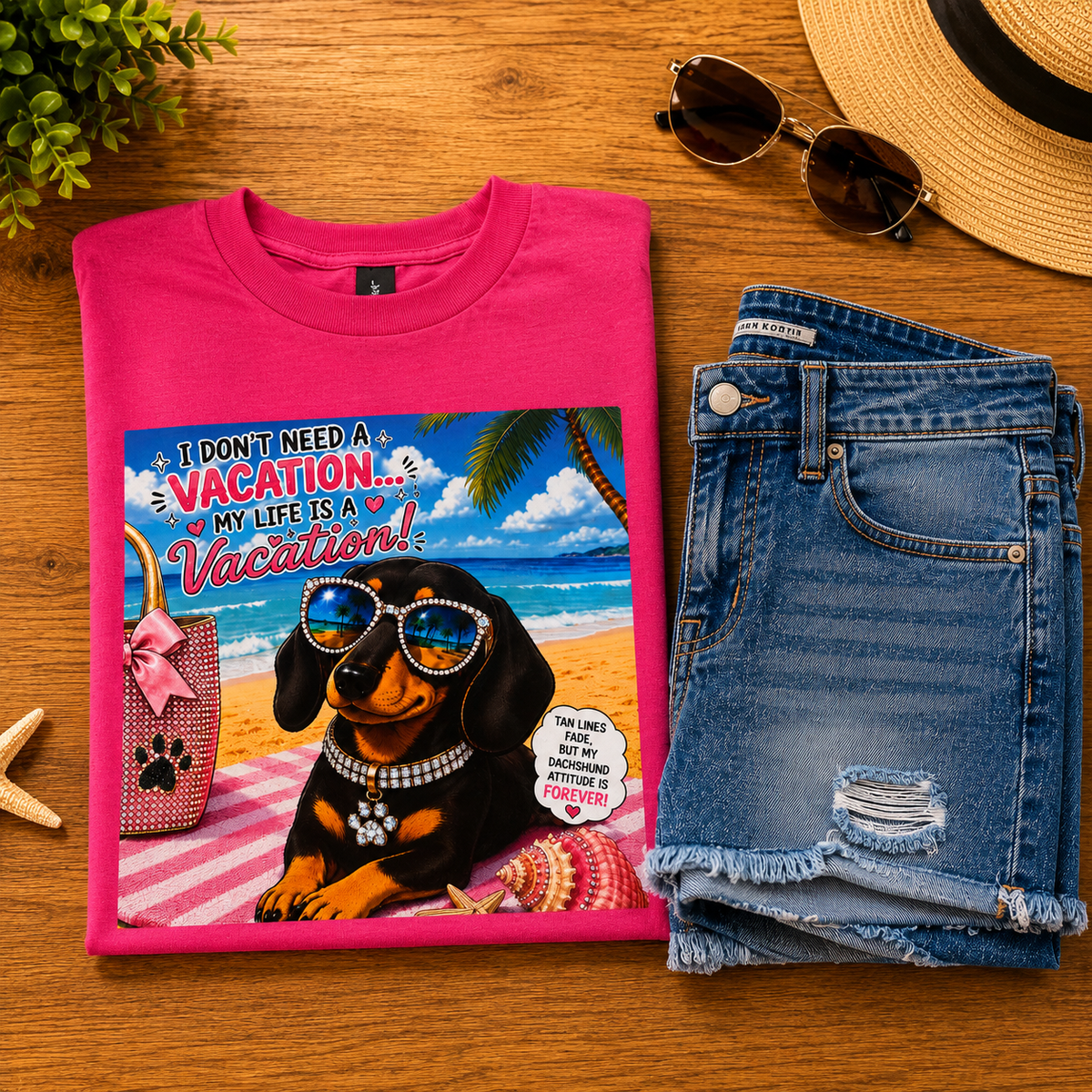 Dachshund Attitude Graphic T-Shirts – Ride, Beach, Game & Yoga