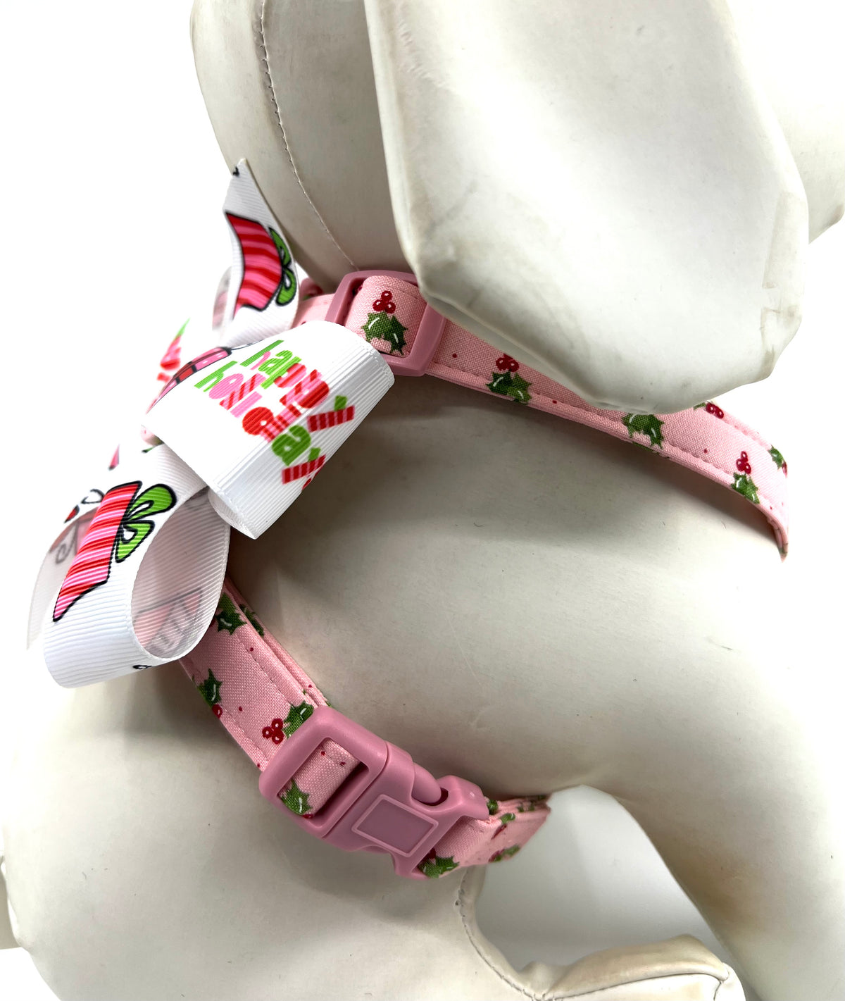 Pink Holly Jolly Adjustable Dog Harness
