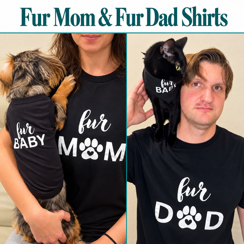 Fur Mom & Fur Dad T-Shirts – Black & White