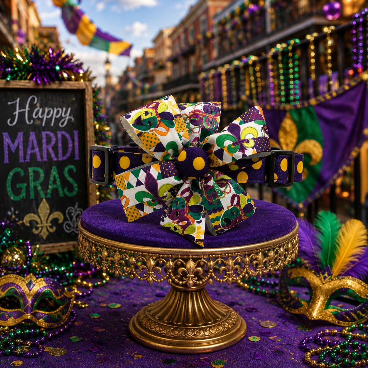 Mardi Gras Masquerade Dog Collar