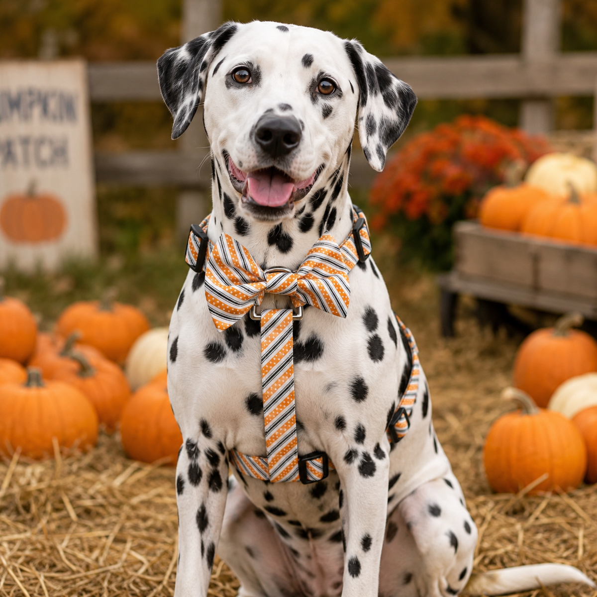 Pumpkin Spice Stripe Adjustable Dog Harness