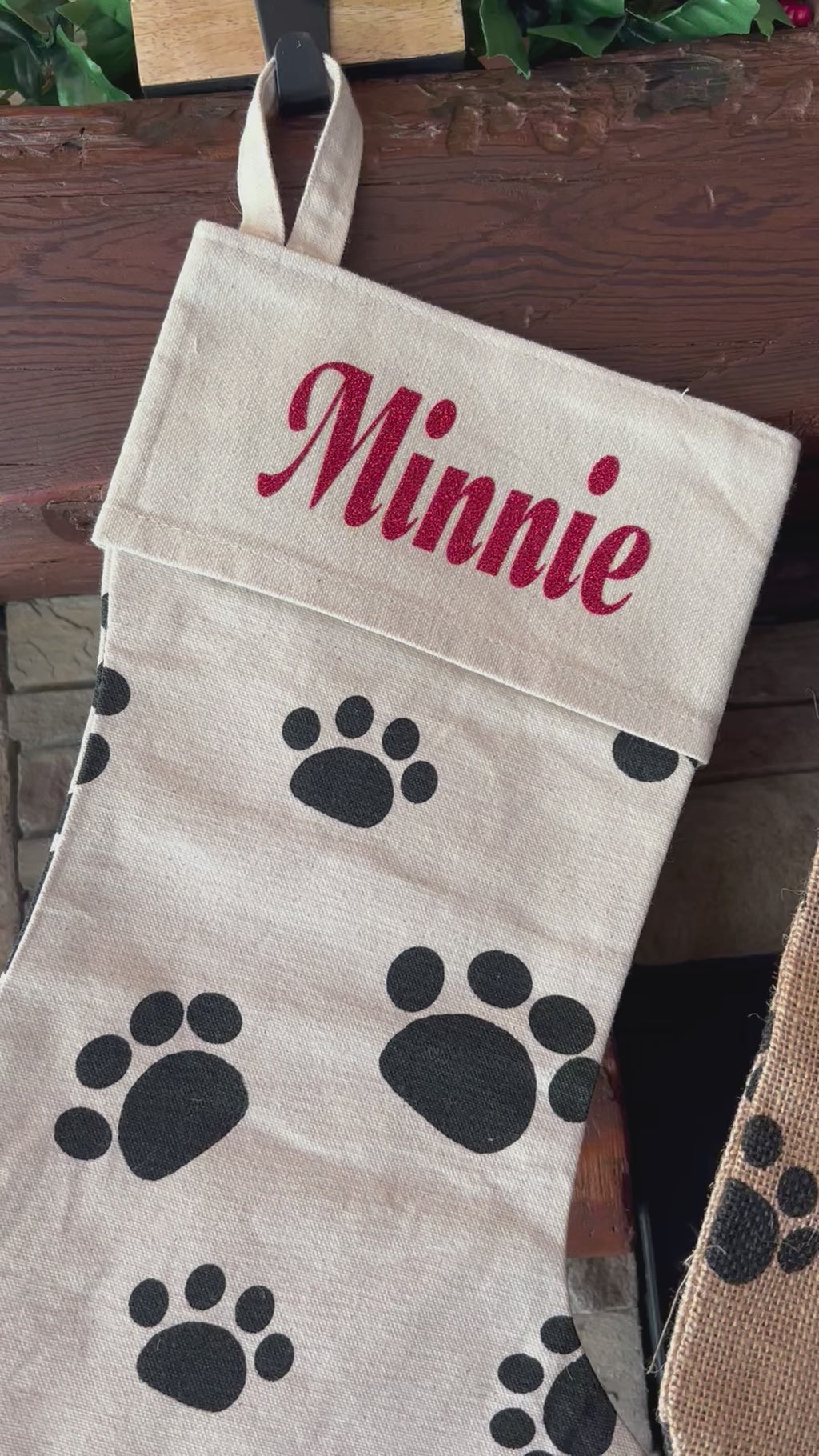 Personalized Paw Print Christmas Stocking – Custom Pet Name