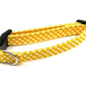 Yellow Gold Check dog collar.