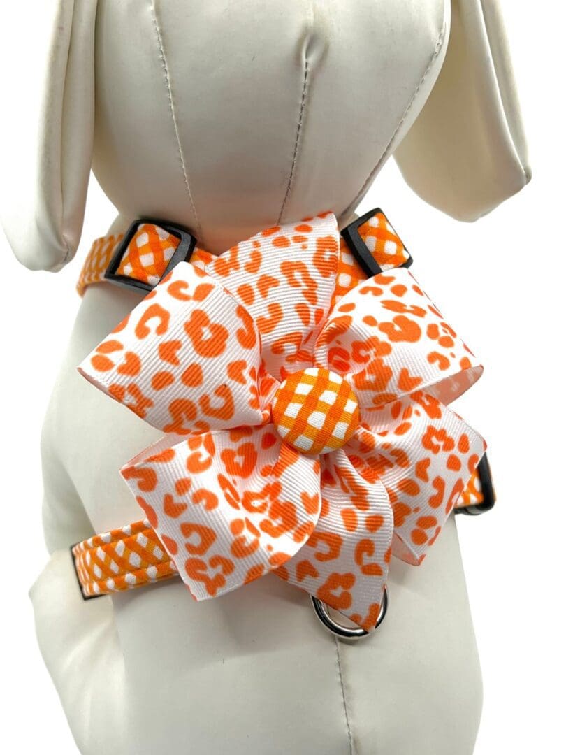 Orange Check Optional Team Bow Choices Style Harness