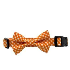 Orange Check Collar With Bow Tie