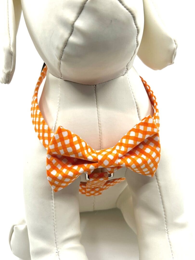 Orange Check Style Harness Bow Tie