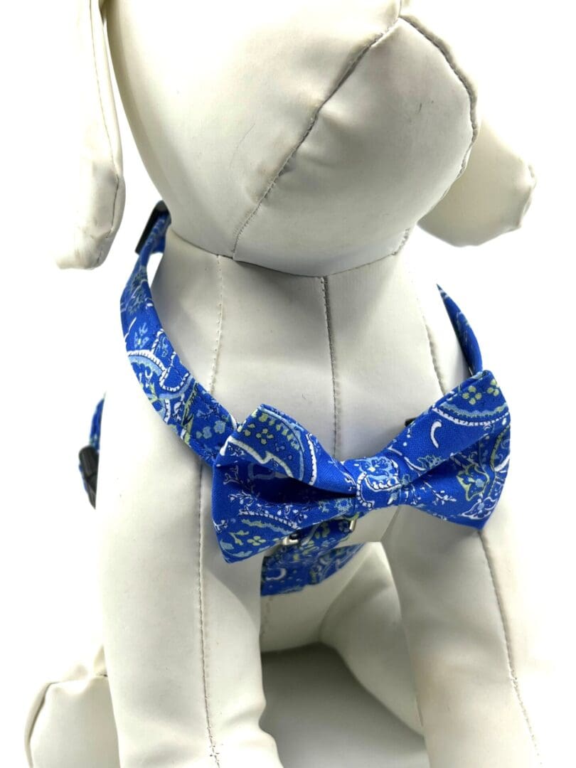 Blue Paisley Style Harness Bow Tie