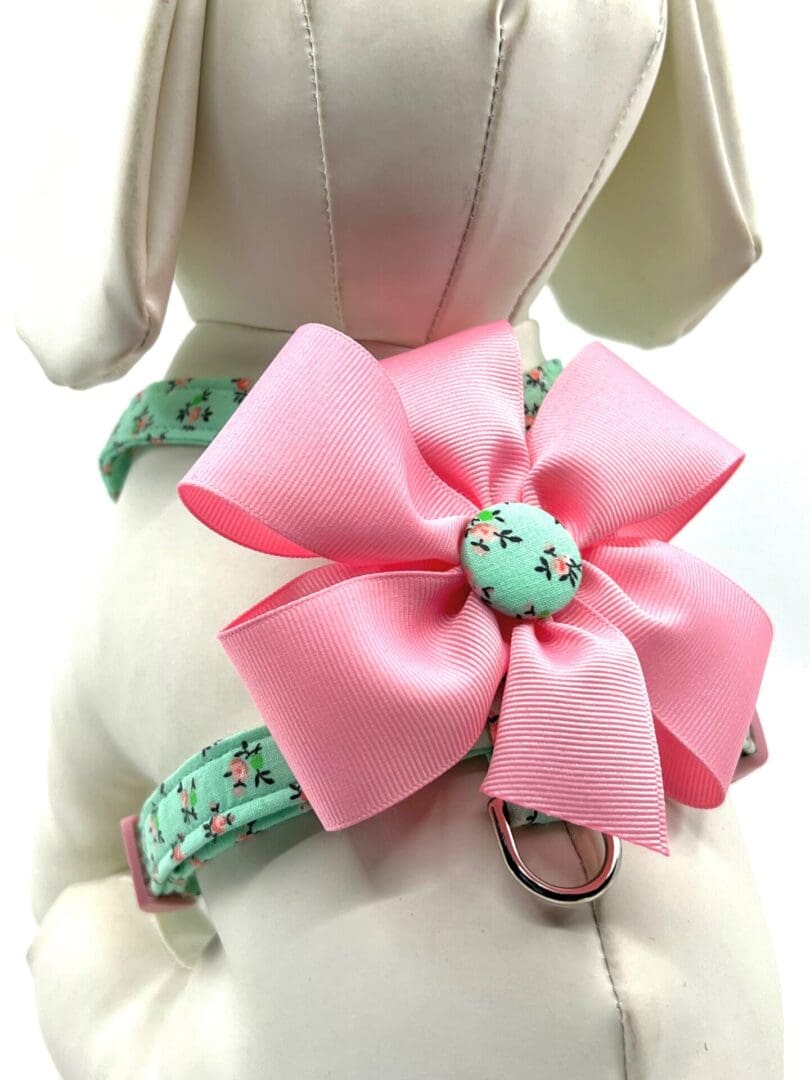 Mint And Pink Roses BowStyle Harness