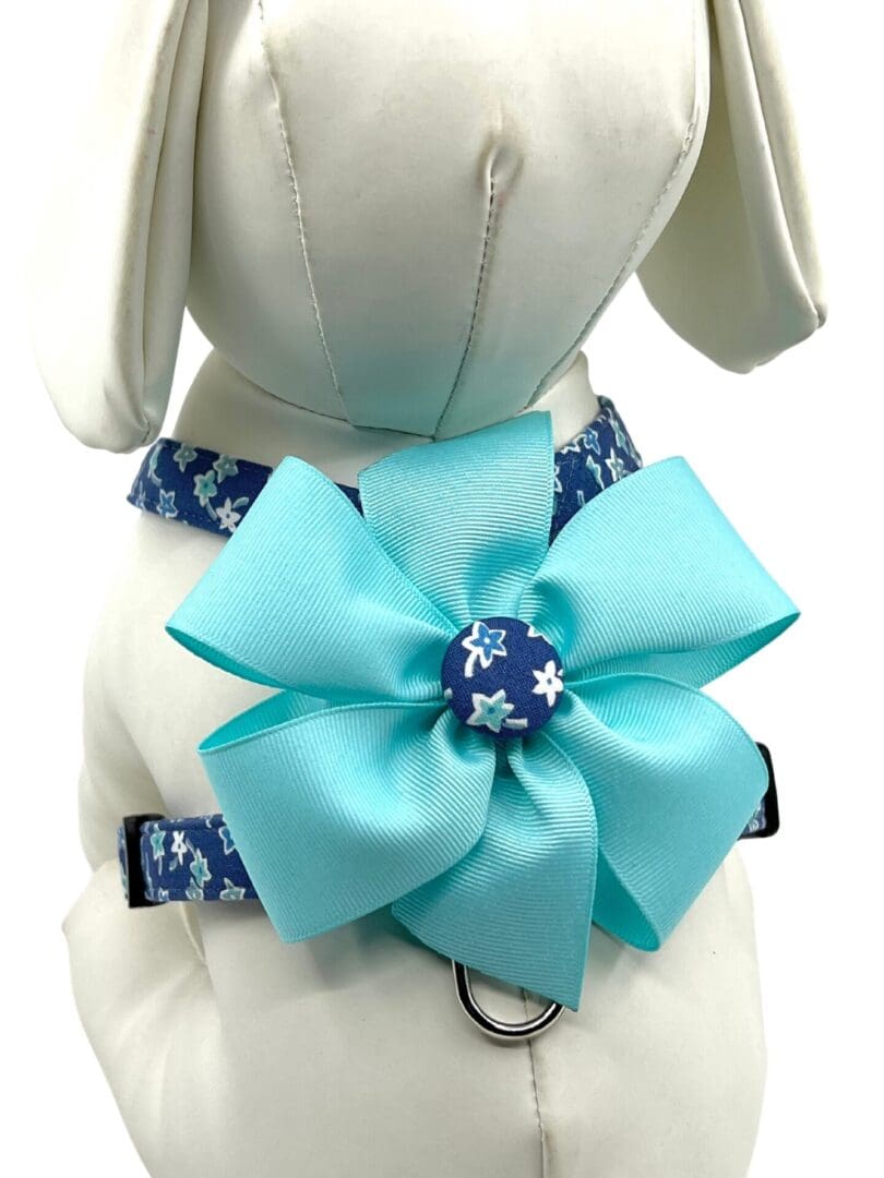 Blue Teal Floral Bow Style Harness