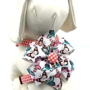 Coral Gingham Bow Style Harness