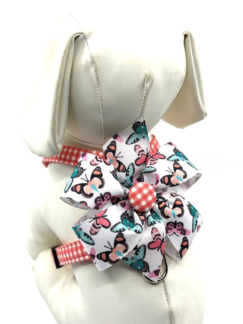Coral Gingham Bow Style Harness