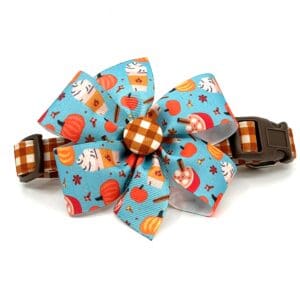 Burnt Orange Check Collar With Optional Fall Bows
