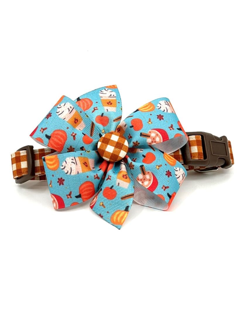 Burnt Orange Check Collar With Optional Fall Bows