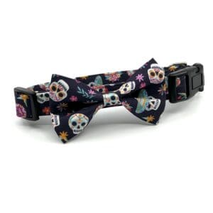 Day Of The Dead Collar With Bow Tie