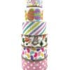 A stack of seven different colored ribbons.