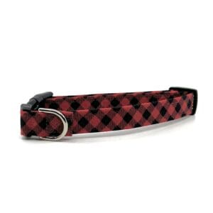 View image 2 of red and black plaid dog collar