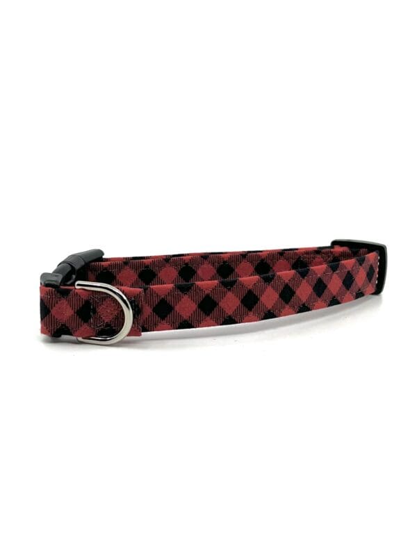 View image 2 of red and black plaid dog collar