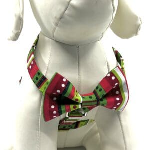 Christmas Stripes And Dots Style Harness Bow Tie
